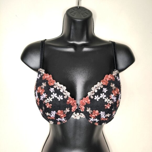 La Vie En Rose Lightly Lined Front Closure Demi Coquette Sexy Floral Bra 36B - Picture 1 of 6